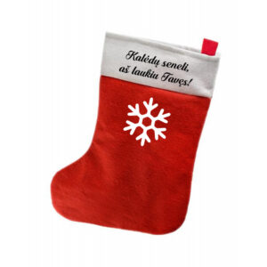Christmas Stocking with snows ,,Kaledu seneli,as laukiu Taves,,