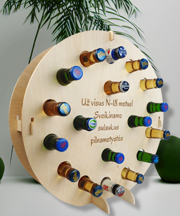 WOODEN BOTTLE STAND/HOLDER "FOR ALL N-18 YEARS!" CONGRATULATIONS ON COMING OF ADULT" - Image 3