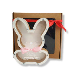 Personalised Piggy bank rabbit  with cardboard ,,ANY NAME,,
