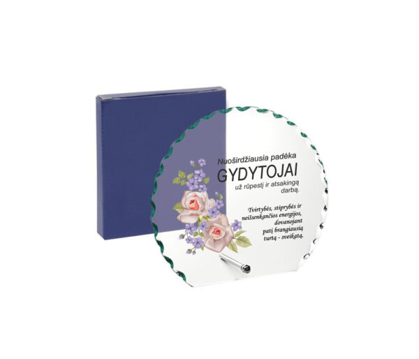 Glass Stand up greetings ,,Nuosirdziausia padeka gydytojai,,