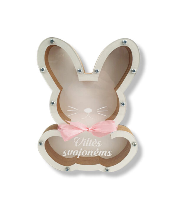 Personalised Piggy bank rabbit  with cardboard ,,ANY NAME,, - Image 2