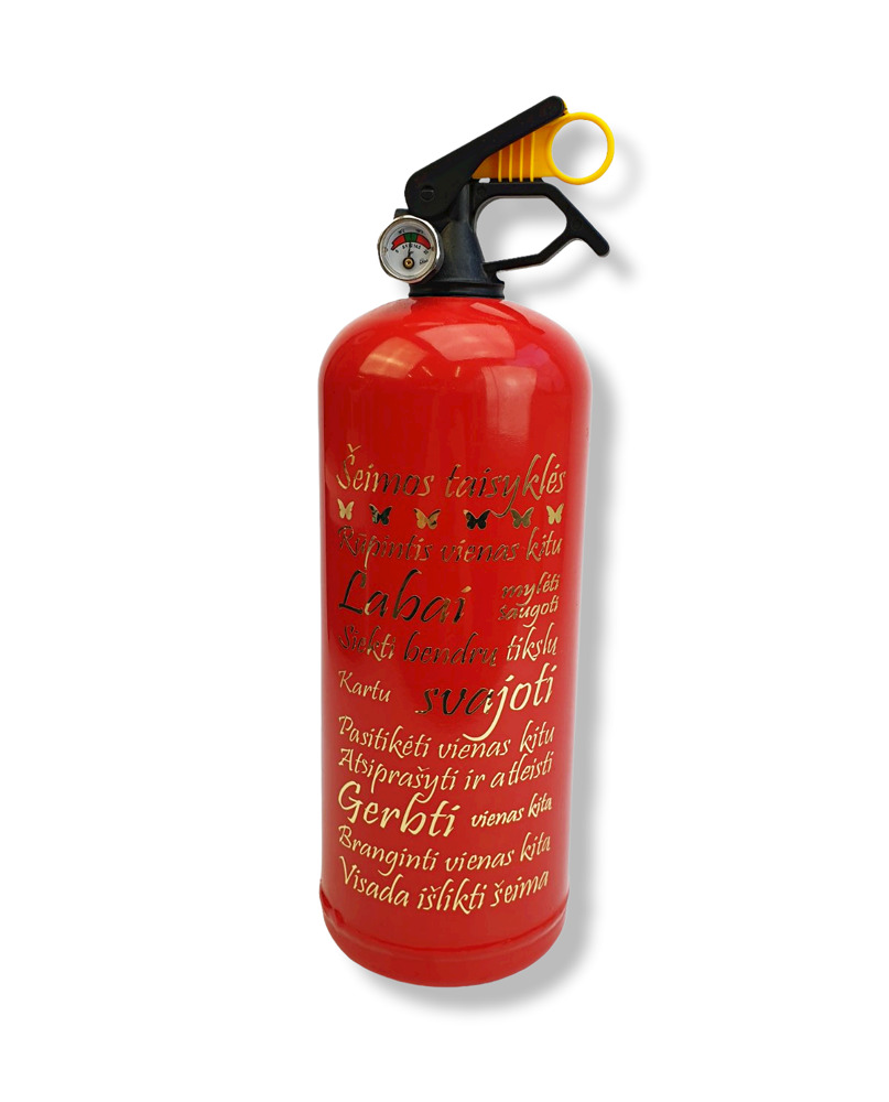 Fire Extinguisher with print ,,Seimos taisykles,,