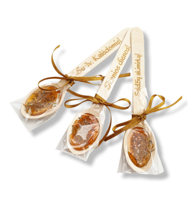Wooden spoon with thyme tea