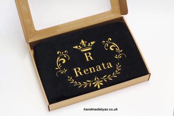 Personalised Towel with cardboard,,ANY LETTER AND NAME)