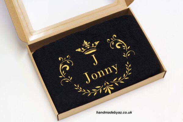 Personalised Towel with cardboard,,ANY LETTER AND NAME) - Image 2