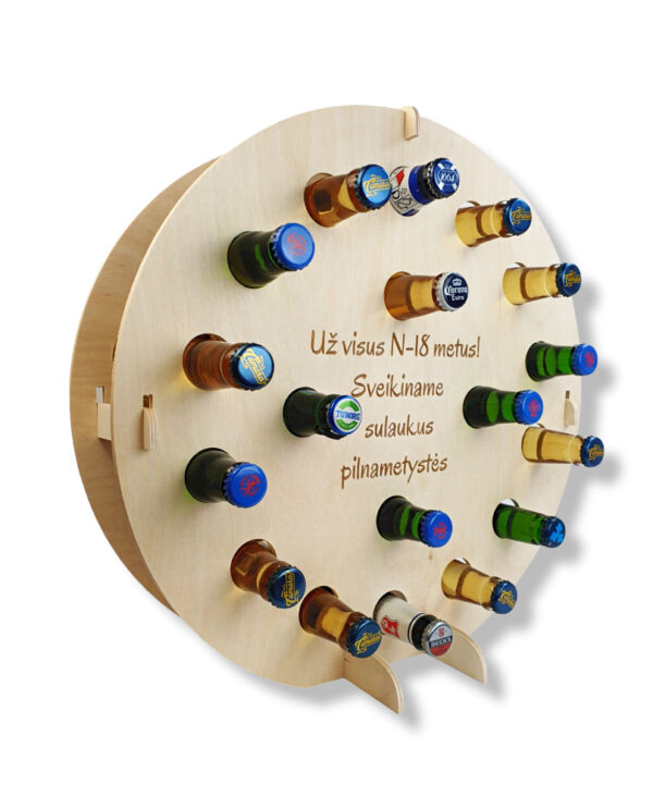 WOODEN BOTTLE STAND/HOLDER "FOR ALL N-18 YEARS!" CONGRATULATIONS ON COMING OF ADULT"