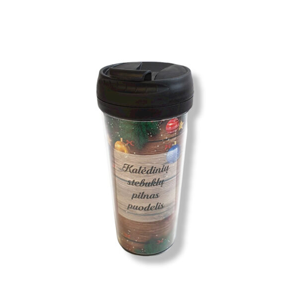 Travel cup ,,Kalediniu stebuklu pilnas puodelis,,
