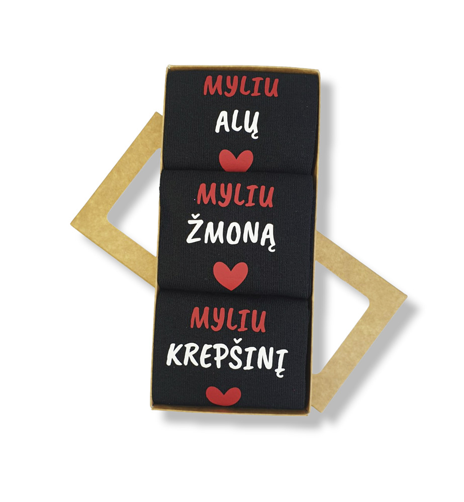 Printed Sock set for Men ,,Myliu alu,zmona,krepsini,,