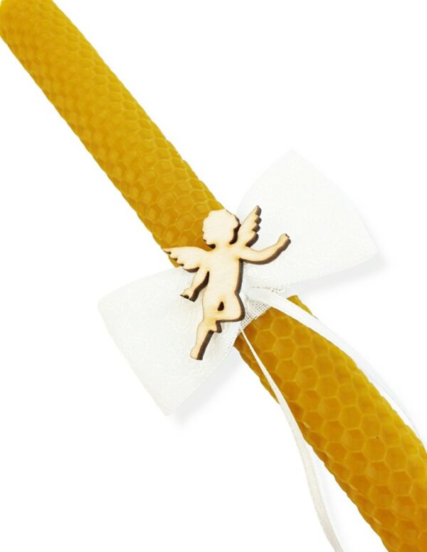 NATURAL WAX CHRISTENING CANDLE ,,Angel,, - Image 2