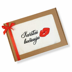 Towel with cardboard box ,,Karstai buciuoju,,