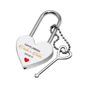 Personalised Engraved Padlock,,Ilgai ir laimingai,,
