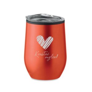 DOUBLE WALL TRAVEL MUG ,,Karstai myliu,,