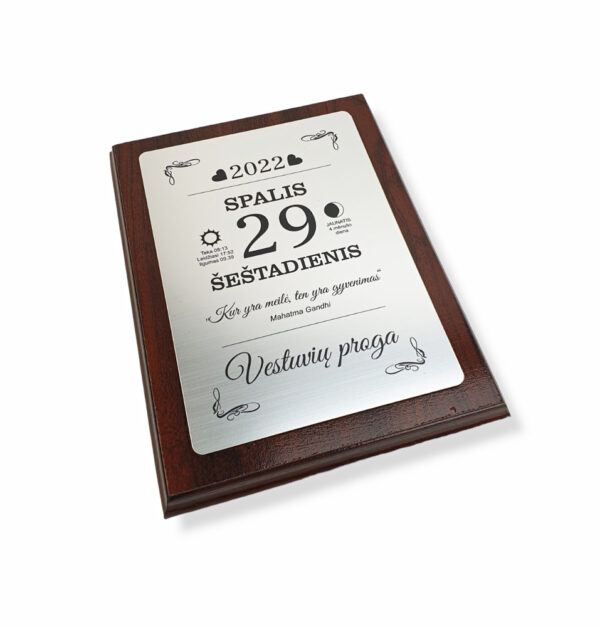 Greeting Plaque "WEDDING OCCASION" (WITH DESIRED DATE)
