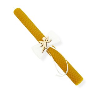 NATURAL WAX CHRISTENING CANDLE ,,Angel,,
