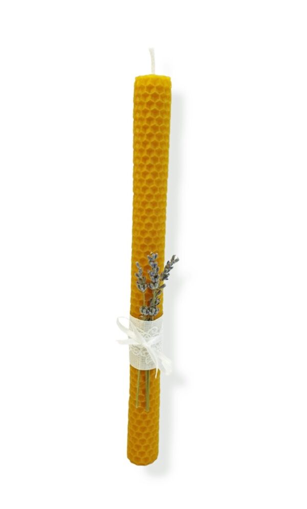 NATURAL WAX CHRISTENING CANDLE ,,Lavender,, - Image 2