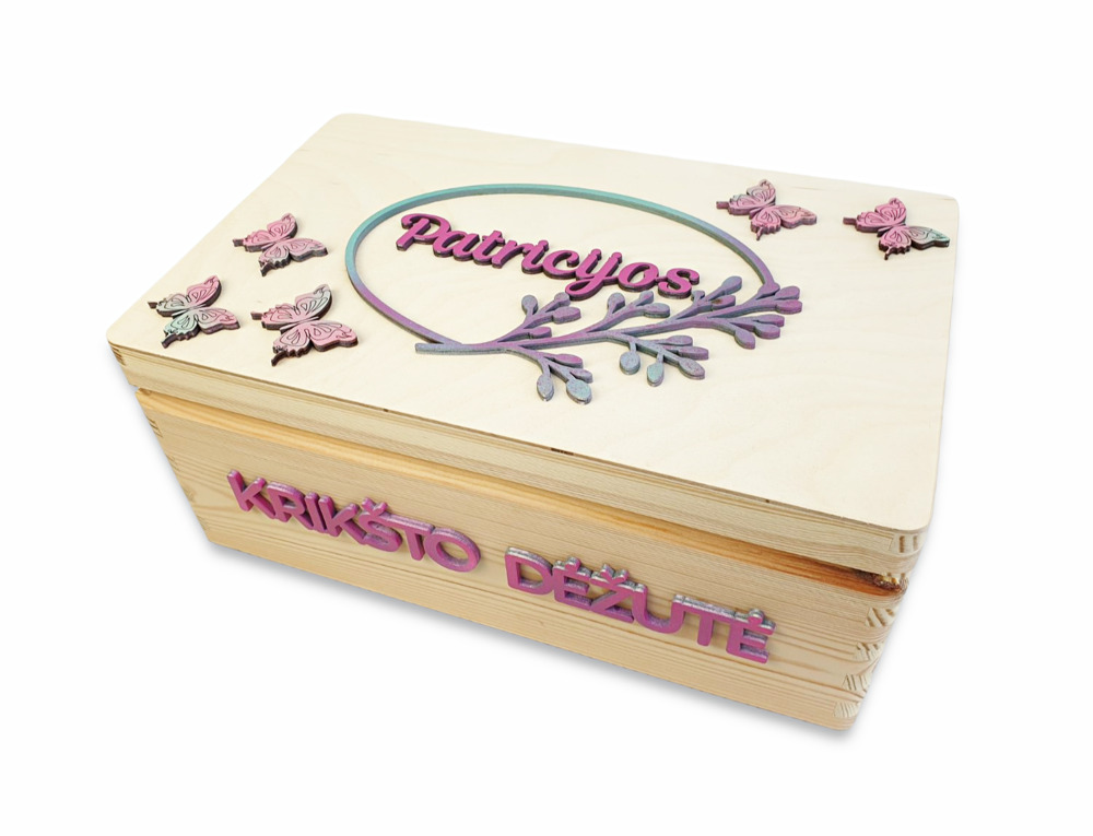 Personalised Memory box ,,Patricijos Kriksto dezute,, (ANY NAME)
