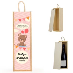 Wooden  Wine Box ,,Emilijos Krikstynos,, (ANY NAME)