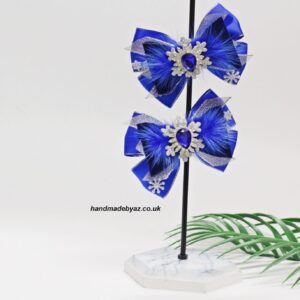 Pair Of  Ribbon Hair Bows  Clip ,,Blue,,