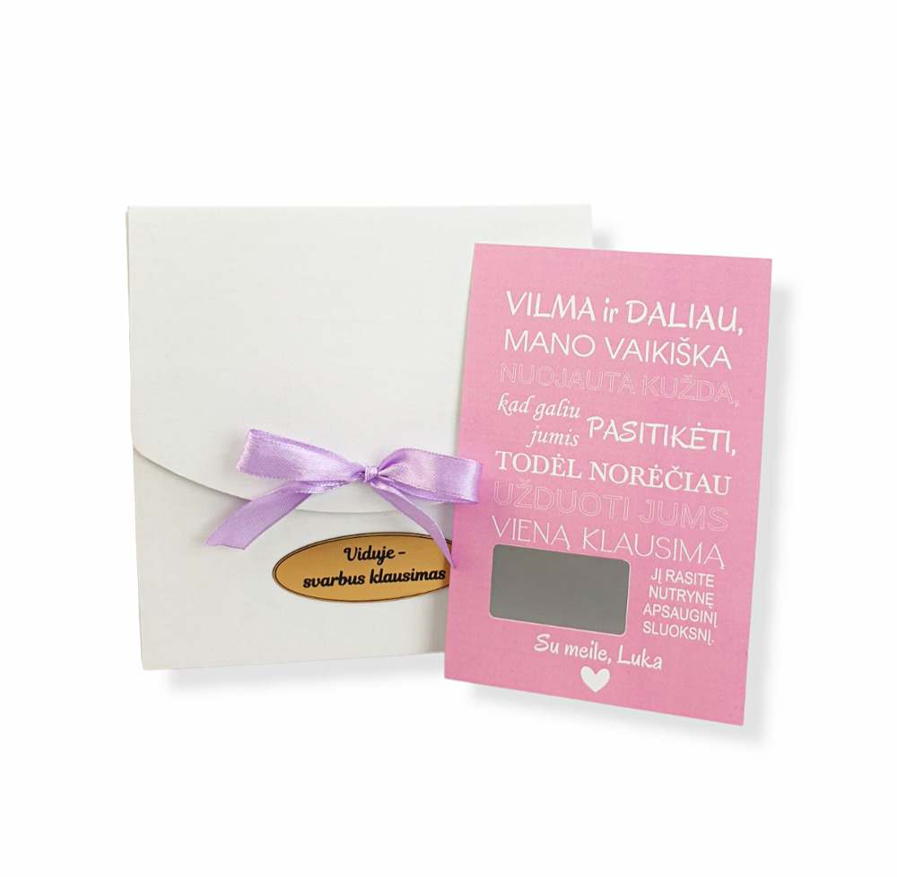 Scratch-off tickets, invitations ,,Mano vaikiska nuojauta kuzda,,
