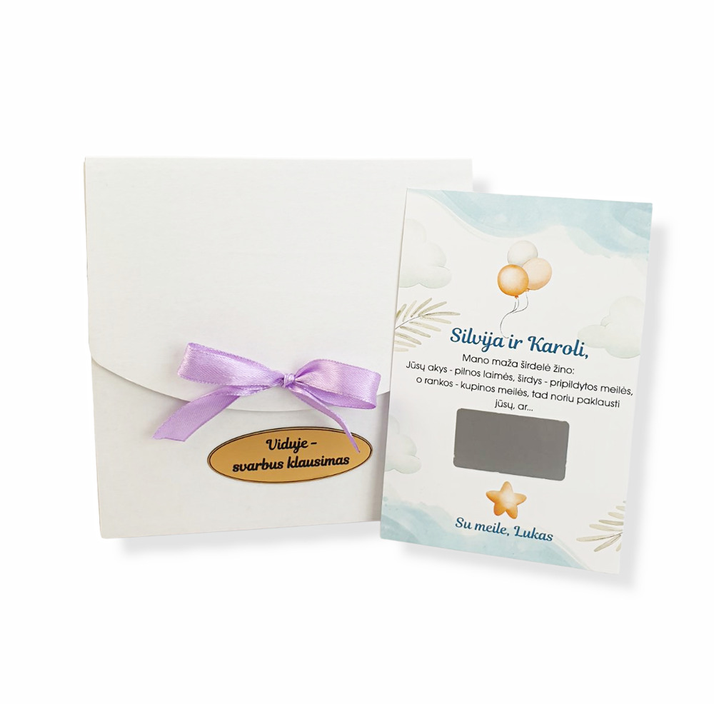 Scratch-off tickets, invitations ,,Mano maza sirdele zino..,,