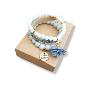 Bracelet set with gold tag ,,Kriksto mamytei,,