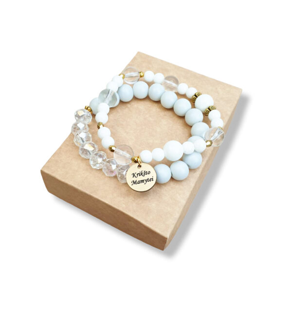 Bracelet set with gold tag ,,Kriksto mamytei,, 5