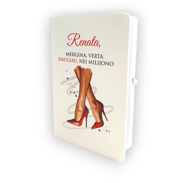 Personalised White Notebook ,,Renata,mergina,kuri verta daugiau nei milijono,, - Image 3