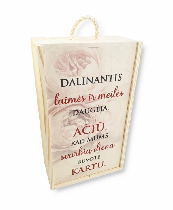 Double Wooden  Wine Box ,,Dalinantis laimes ir meiles...,,