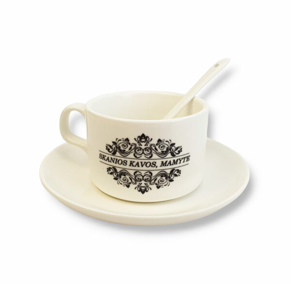 Cup with plate ,,Skanios kavyte mamyte,,