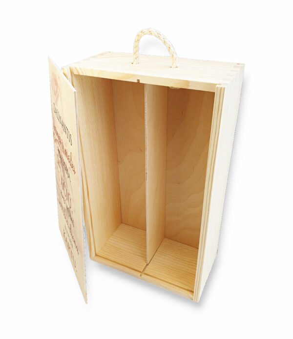 Double Wooden  Wine Box ,,Dalinantis laimes ir meiles...,, - Image 2