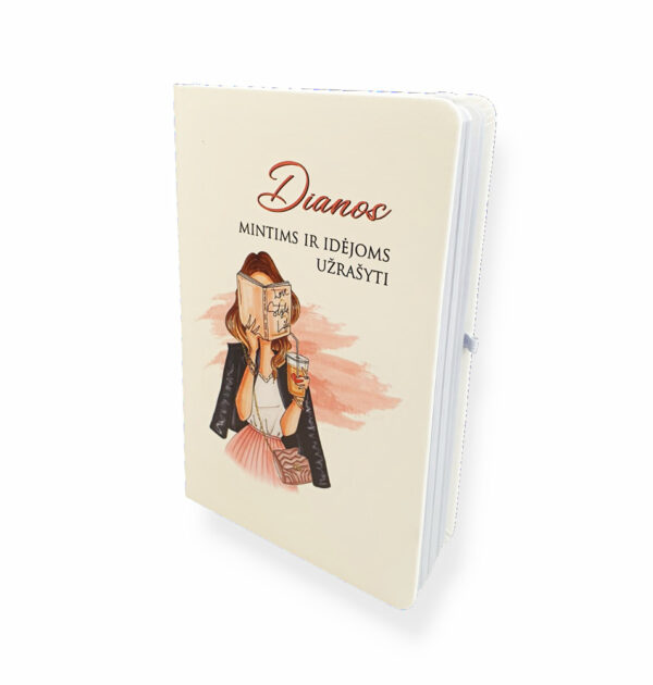 Personalised White Notebook ,,Dianos mintims ir idejoms uzrasyti,, (ANY NAME)