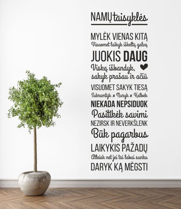 Wall stickers ,,Namu taisykles,,