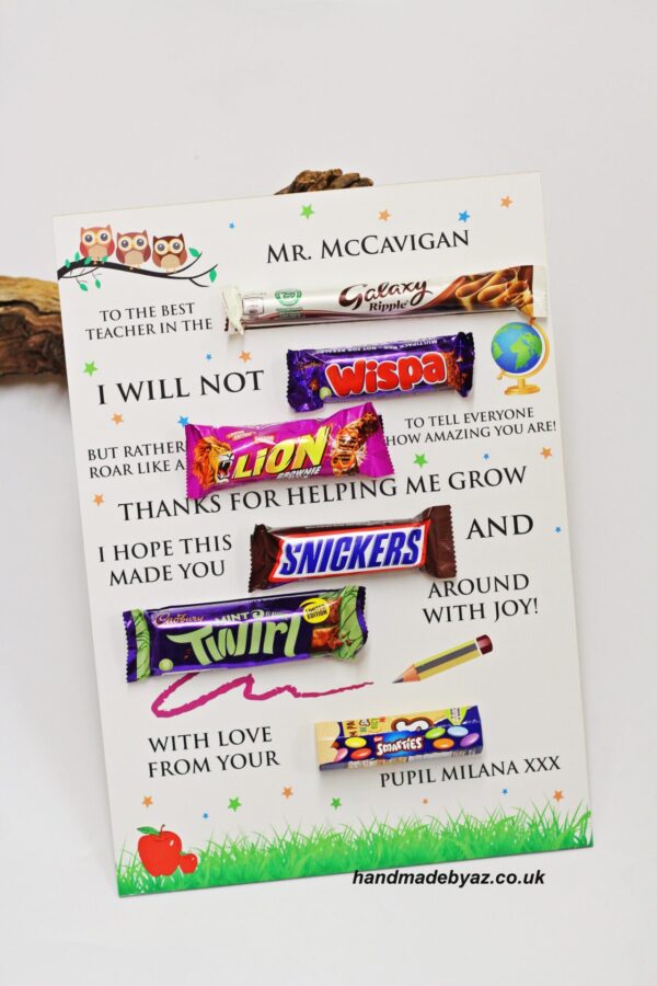 Personalised Teacher Chocolate Board