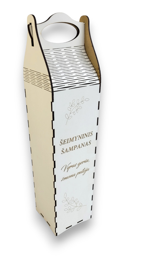 Wooden Wine Box white ,,Seimyninis sampanas,,