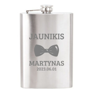 Personalised Metal Flask ,,Jaunikis MARTYNAS,,