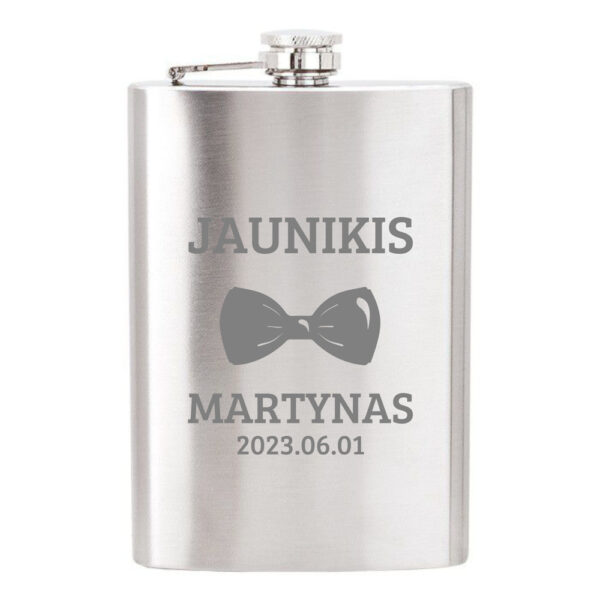 Personalised Metal Flask ,,Jaunikis MARTYNAS,,