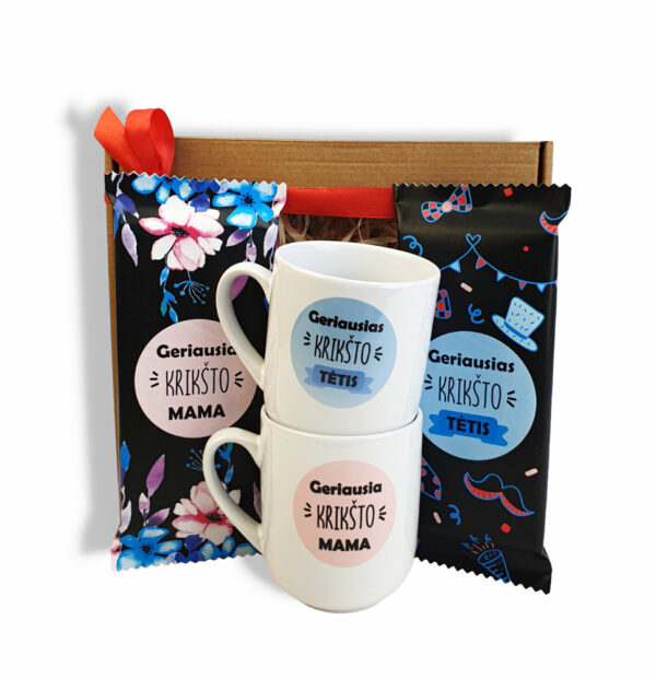 Gift set ,, Geriausia kriksto mama,, ,,Geriausias Kriksto tetis,,