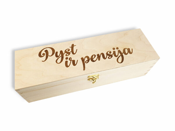 Wooden  Wine Box ,,Pyst ir pensija,,