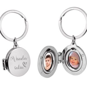Metal keychain with photo ,,Visada salia,,
