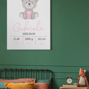 New baby born information On Canvas Print for girl