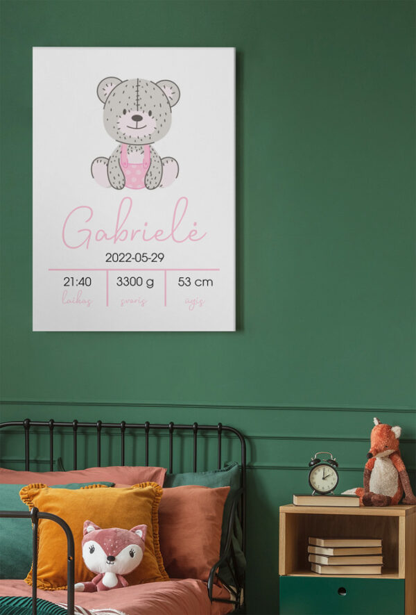 New baby born information On Canvas Print for girl