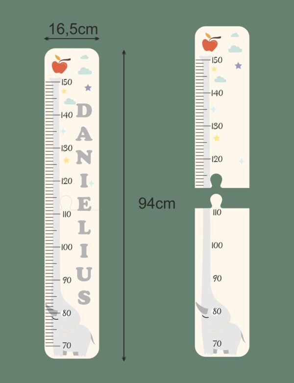 PERSONALISED Wall  HEIGHT CHART ,,Elephant,, (ANY NAME) - Image 4