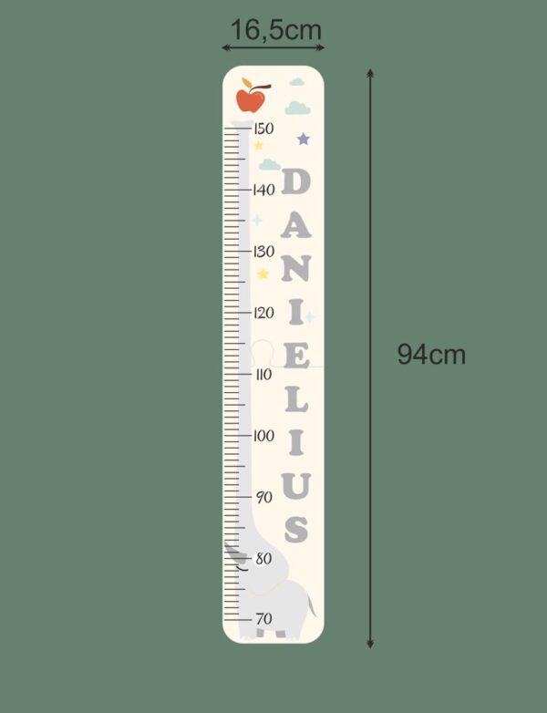 PERSONALISED Wall  HEIGHT CHART ,,Elephant,, (ANY NAME) - Image 2