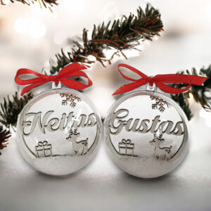 Personalised CHRISTMAS BAUBLE WITH ARTIFICIAL SNOW INSIDE (ANY NAME)