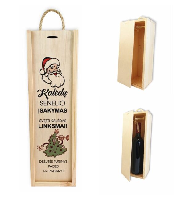 Wooden  Wine Box ,,Kaledu senelio isakymas..,,