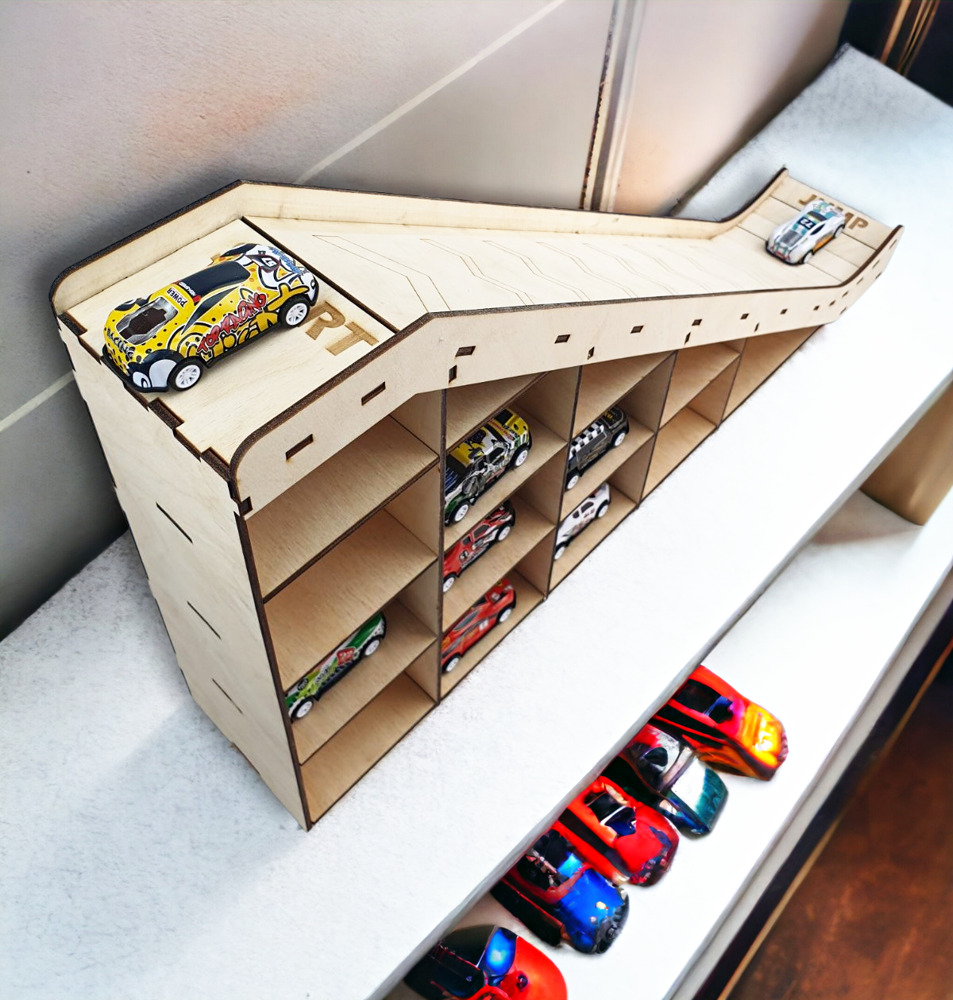 Wooden Car Garage with track