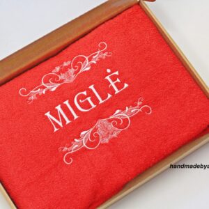 Personalised Towel with cardboard box ,,Migle,, (ANY NAME)