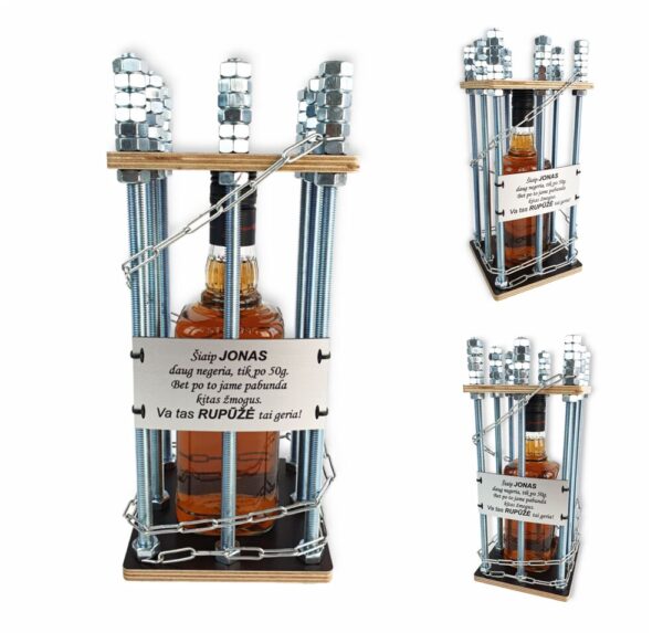 Personalised Metal Bottle Cage ,,Siaip Jonas daug negeria...,, (ANY NAME)