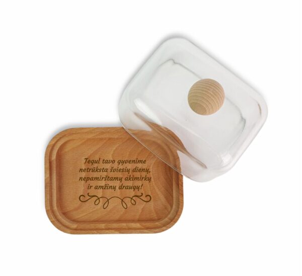 Butter dish with lid ,,Tegul Tavo gyvenime netruksta...,, - Image 3