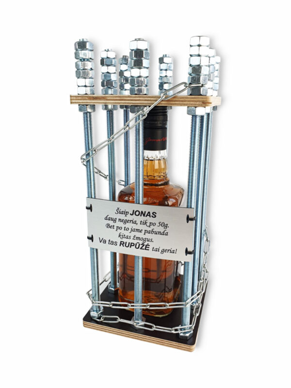 Personalised Metal Bottle Cage ,,Siaip Jonas daug negeria...,, (ANY NAME) - Image 3